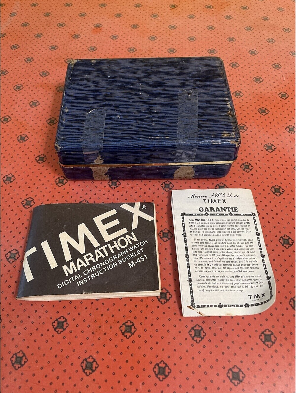 Timex M-451 Box And Papers Vintage Instruction Manual Only
